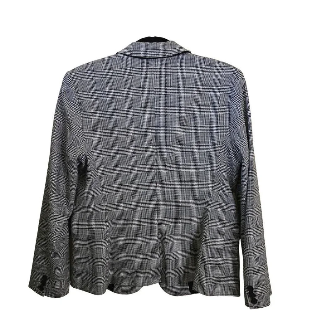 Ann Taylor Suiting Houndstooth Plaid Business Blazer Size 8